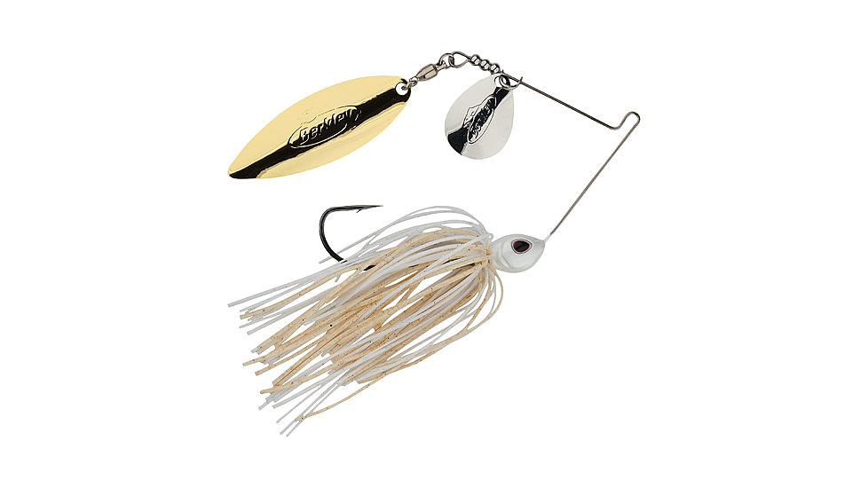 Berkley Power Blade Standard Colorado/Willow Spinnerbait, 1/4oz, White/Silver + Gold, 1570480