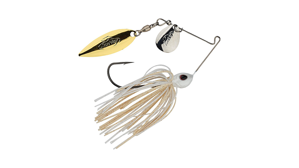 Berkley Power Blade Standard Colorado/Willow Spinnerbait, 3/16oz, White/Silver + Gold, 1570475