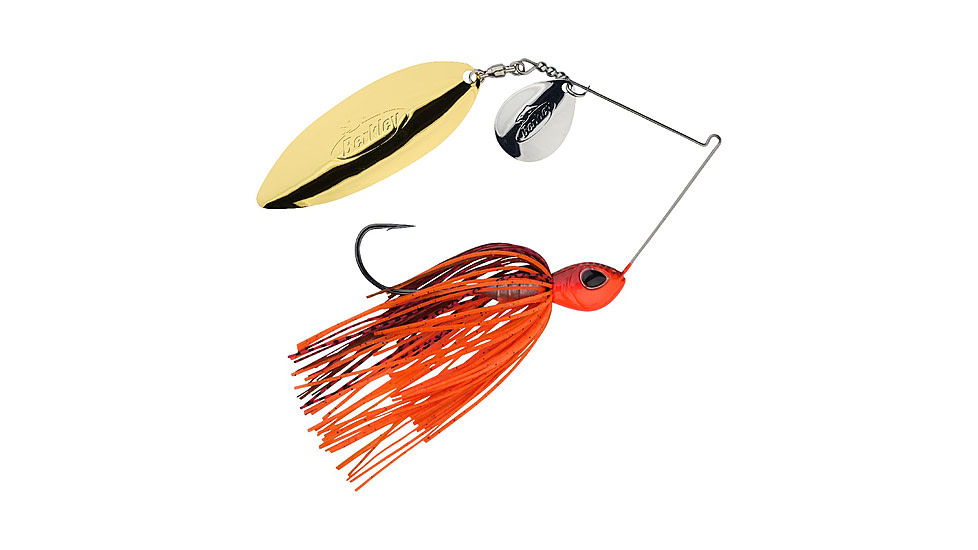 Berkley Power Blade Standard Colorado/Willow Spinnerbait, 3/4oz, Fire Craw/Silver + Gold, 1570520