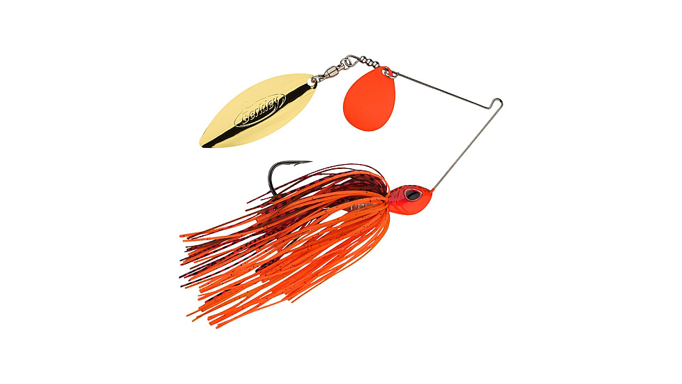 Berkley Power Blade Standard Colorado/Willow Spinnerbait, 3/8oz, Fire Craw/Orange + Gold, 1570496