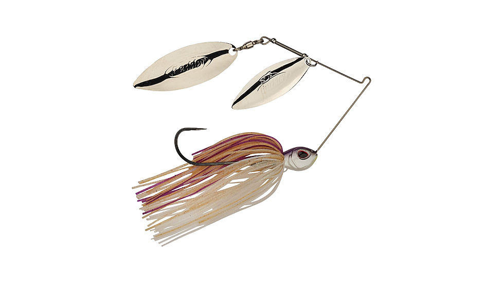 Berkley Power Blade Standard Double Willow Spinnerbait, 1/2oz, Purple Rain/Silver + Silver, 1570570