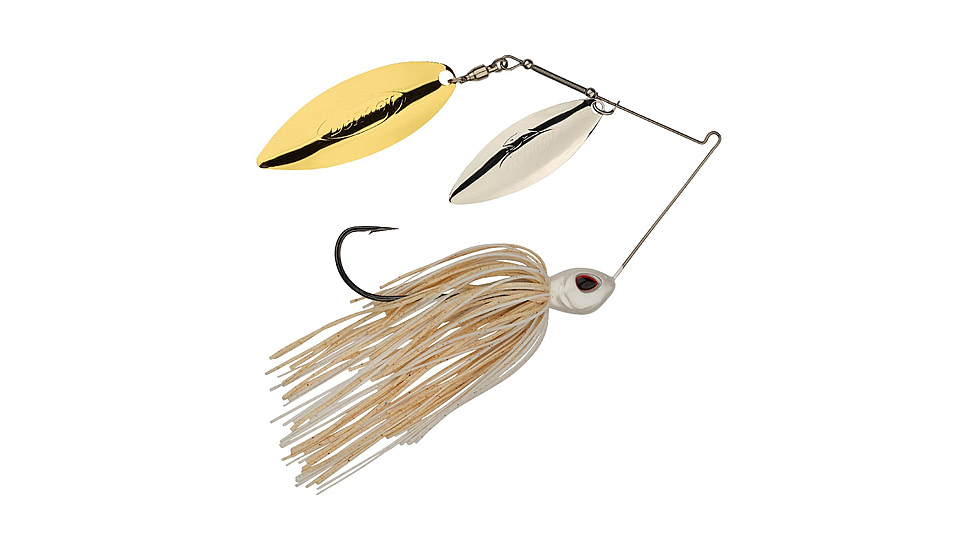 Berkley Power Blade Standard Double Willow Spinnerbait, 1/2oz, White/Silver + Gold, 1570563