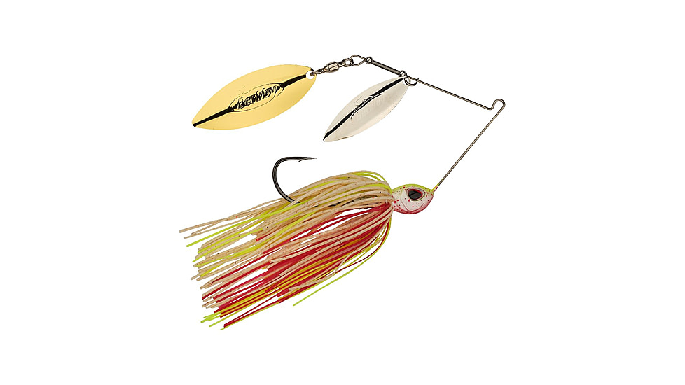 Berkley Power Blade Standard Double Willow Spinnerbait, 3/8oz, Hot Slaw/Silver + Gold, 1570559
