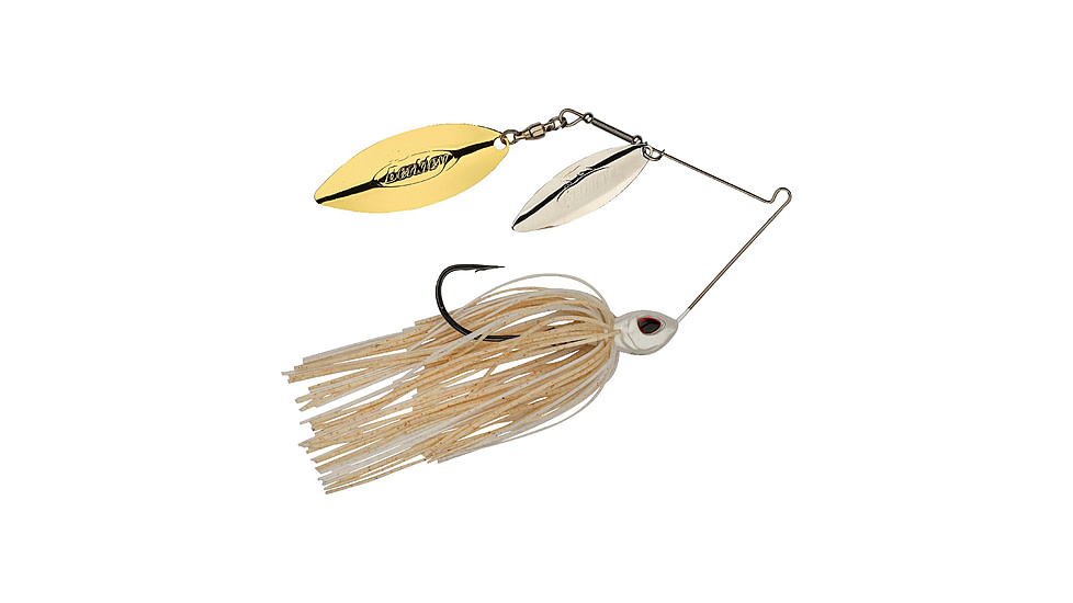 Berkley Power Blade Standard Double Willow Spinnerbait, 3/8oz, White/Silver + Gold, 1570549
