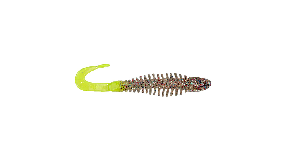 Berkley PowerBait Curly Bones Soft Bait, 3in, 10 Pack, Firecracker/Chartreuse, 1571453
