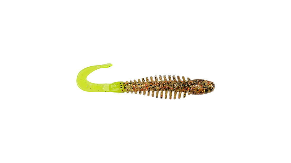 Berkley PowerBait Curly Bones Soft Bait, 3in, 10 Pack, Gold Cracker/Chartreuse, 1571451