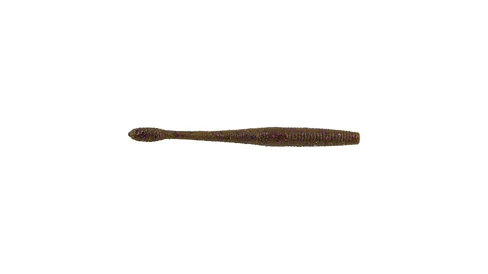 Berkley PowerBait MaxScent Hit Worm Soft Bait, 4.5in, 10 Pack, Green Pumpkin Purple Fleck, 1436751