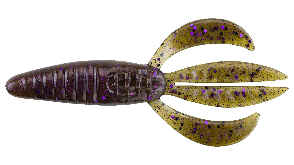 Berkley PowerBait Pit Boss Creature Bait, 8, 4in, Green Pumpkin Purple Fleck, 1457701