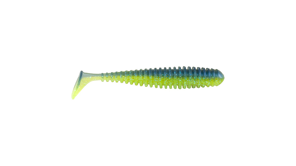 Berkley PowerBait Power Swimmer Swimbaits, 3.3in, 8 Pack, Electric Blue Chartreuse, 1523409