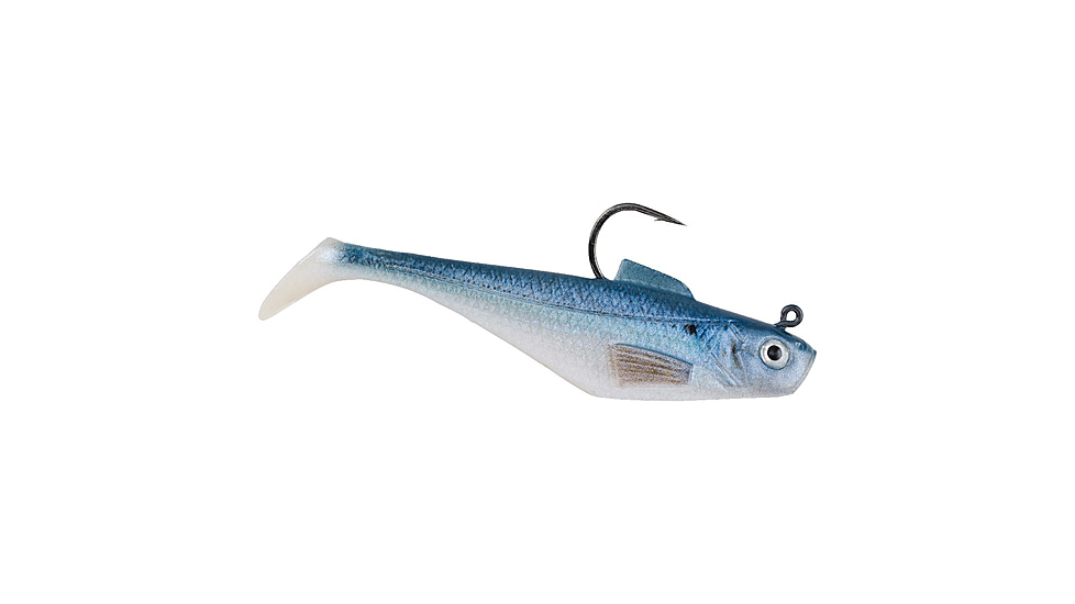 Berkley PowerBait Pre-Rigged Swim Shad Soft Bait, 3in, 5 Pack, HD Blueback Herring, 1520131