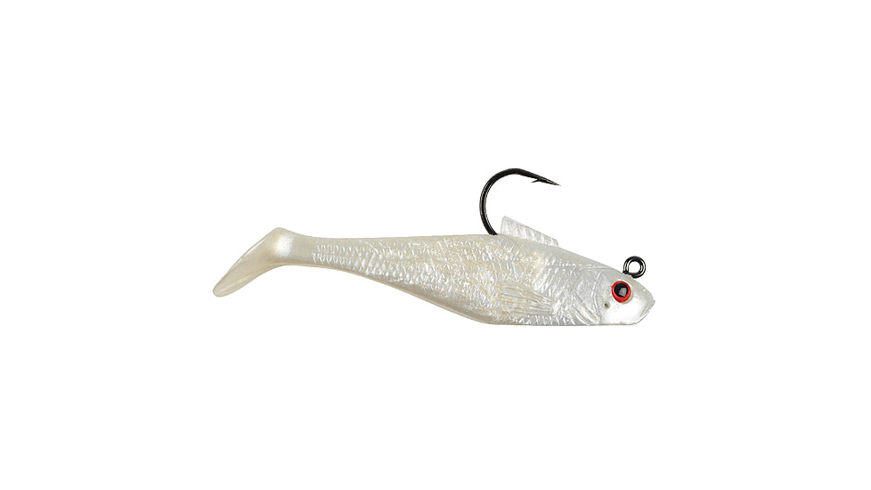 Berkley PowerBait Pre-Rigged Swim Shad Soft Bait, 3in, 5 Pack, Pearl Red Eye, 1307656