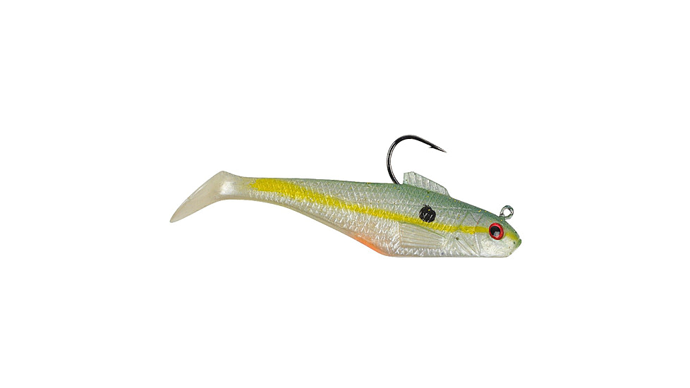 Berkley PowerBait Pre-Rigged Swim Shad Soft Bait, 3in, 5 Pack, Chartreuse Shad, 1307654