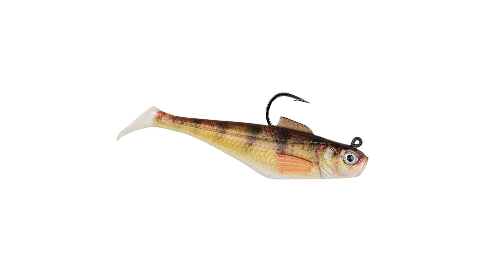 Berkley PowerBait Pre-Rigged Swim Shad Soft Bait, 3in, 5 Pack, HD Yellow Perch, 1520136