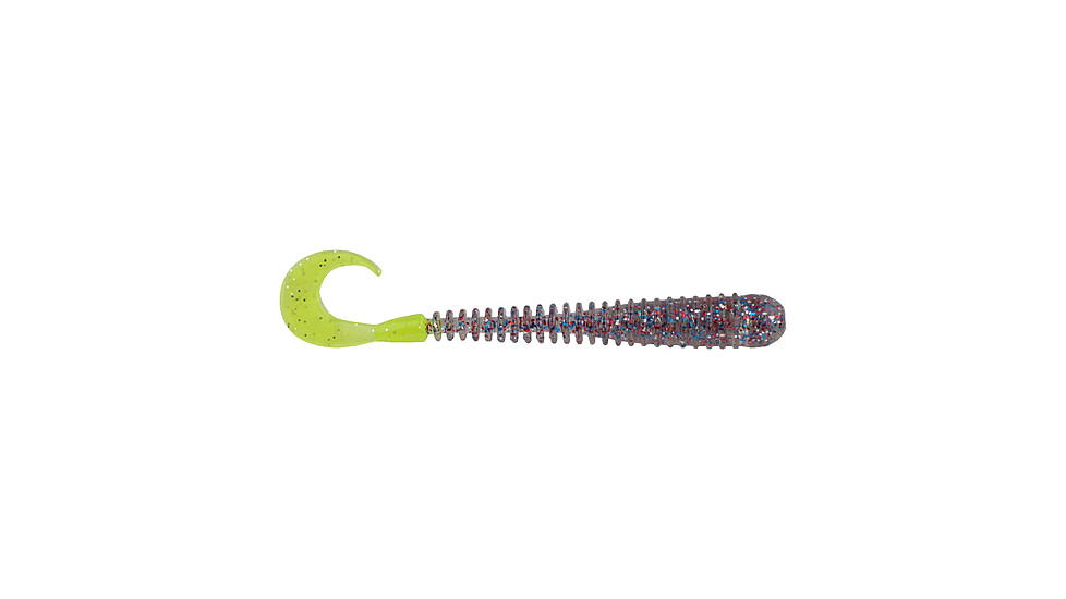 Berkley PowerBait Rib Worm Soft Bait Lures, 4in, 10 Pack, Firecracker/Chartreuse, 1593182