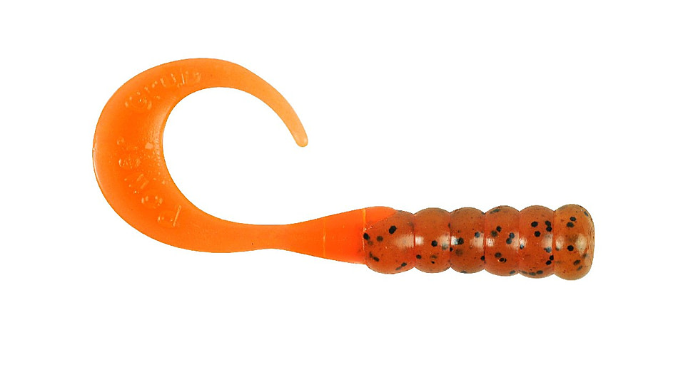 Berkley PowerBait Ribbontail Grubs, 3in, 15 Pack, Pumpkinseed/Fluorescent Orange, 1307428