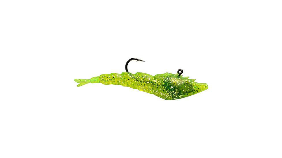 Berkley PowerBait Saltwater Power Switch Shrimp Soft Bait Lures, 3.5in, 3 Pack, Chartreuse Silver Flash, 1624074