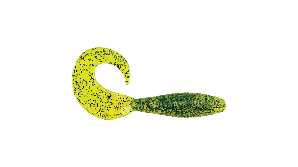 Berkley PowerBaits Power Grubs Grub, 10, 4in, Chartreuse Pepper, 1478938