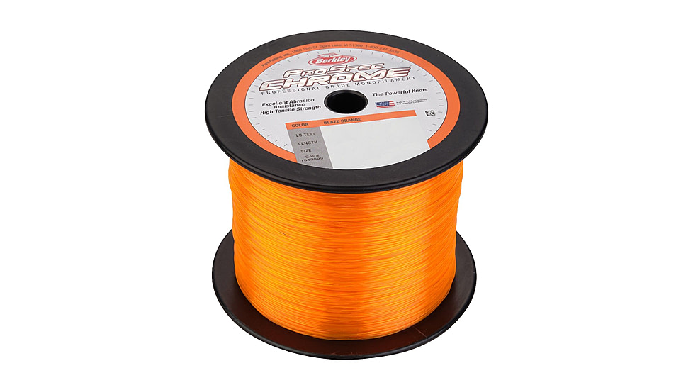 Berkley ProSpec Chrome Monofilament Line, 0.021in/0.53mm, 25lb/11.3kg, 1000yd/914m, Blaze Orange, 0.021 in/0.53 mm, 1543997