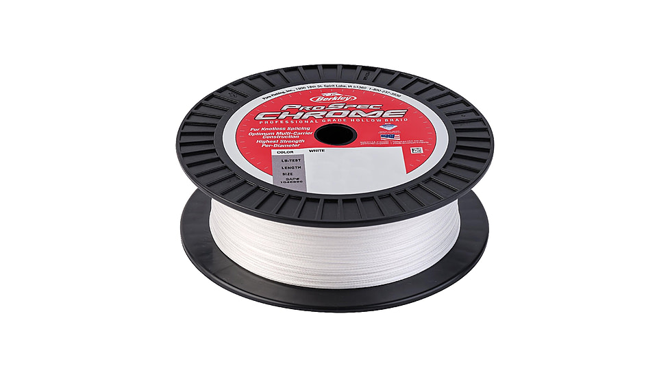 Berkley ProSpec Chrome Premium Hollow Braid Superline, 0.027in/0.68mm, 100lb/45.3kg, 500yd/457m, Cabo White, 0.027 in/0.68 mm, 1546866