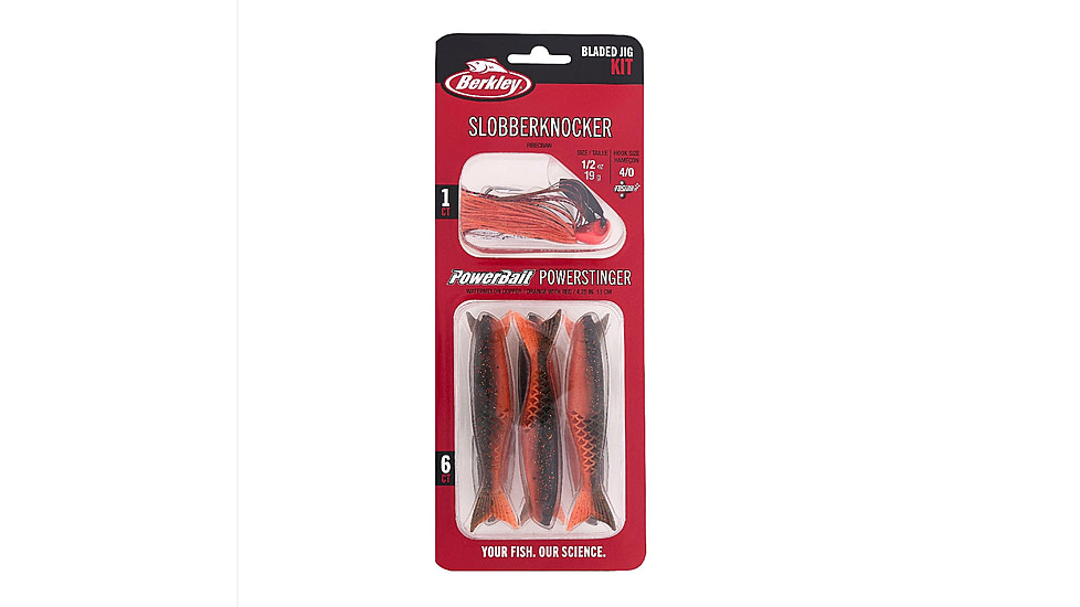 Berkley Slobberknocker And PowerStinger Kit, 1/2oz, 7 Pack, Fire Craw, 1596109