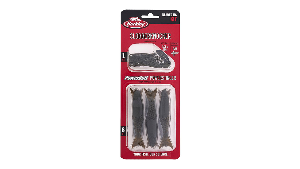 Berkley Slobberknocker And PowerStinger Kit, 1/2oz, 7 Pack, Green Pumpkin, 1596058
