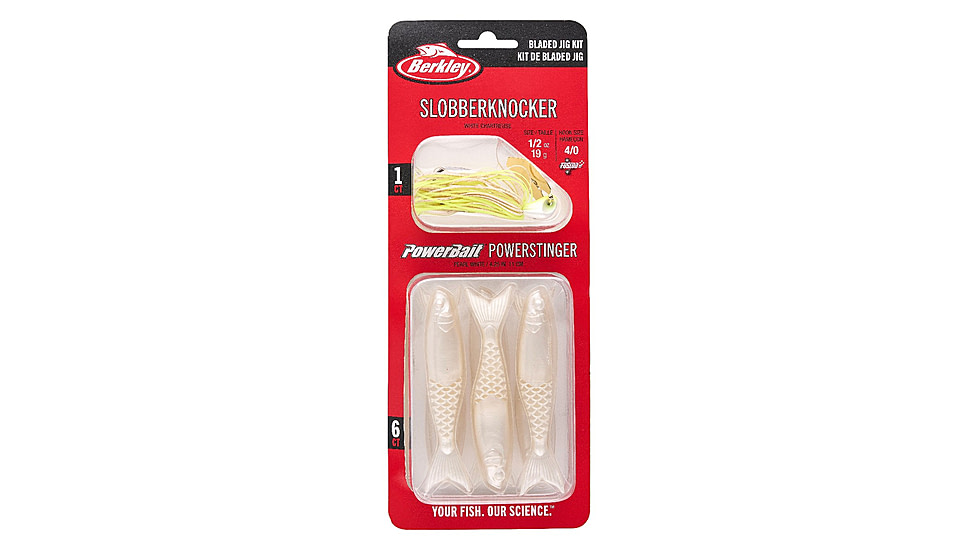 Berkley Slobberknocker And PowerStinger Kit, 1/2oz, 7 Pack, White Chartreuse, 1613898