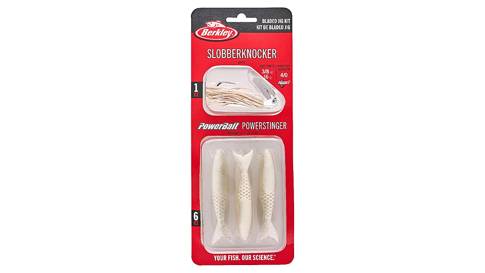 Berkley Slobberknocker And PowerStinger Kit, 3/8oz, 7 Pack, White, 1613920