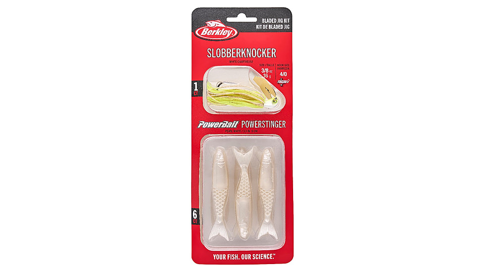 Berkley Slobberknocker And PowerStinger Kit, 3/8oz, 7 Pack, White Chartreuse, 1613925
