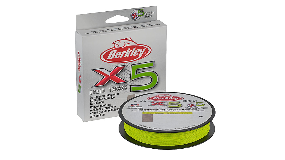 Berkley x5 Braid, 6lb, 164yd, Flame Green, 0.012 in/0.30 mm, 1614416