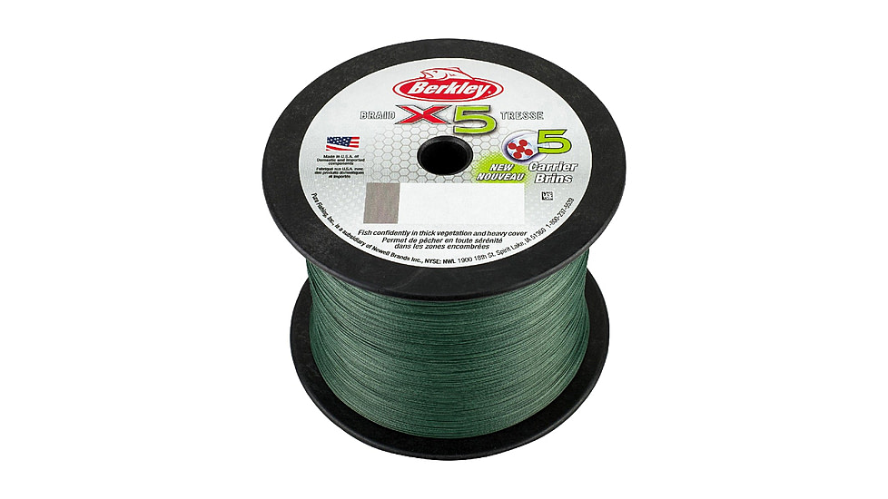 Berkley x5 Braid Superline, 0.30mm class/0.012in class, 50lb test/69 lbC/31.5kg, 2188yd/2000m, 14lb, Low-Vis Green, X5BBK50-22, Low-Vis Green, 0.012 in/0.30 mm, 1486740