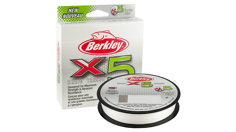 Berkley x5 Braid Superline, 0.35mm class/0.014in class, 65lb test/80 lbC/36.3kg, 164yd/150m, 17lb, Crystal, X5BFS65-CY, Crystal, 0.014 in/0.35 mm, 1486785