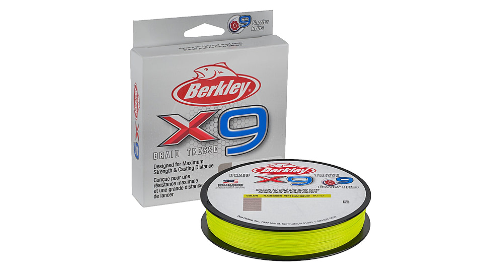 Berkley X9 Braid Filler Spool, 8lb, 164yd, Flame Green, 0.004 in/0.10 mm, 1614430