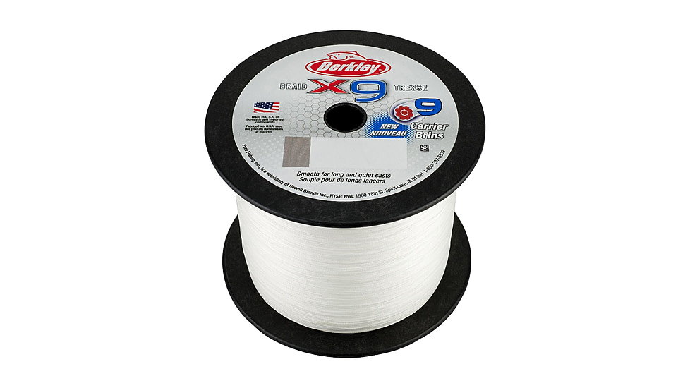Berkley x9 Braid Superline, 0.30mm class/0.012in class, 50lb test/69 lbC/31.5kg, 2188yd/2000m, 14lb, Crystal, X9BBK50-CY, Crystal, 0.012 in/0.30 mm, 1486913