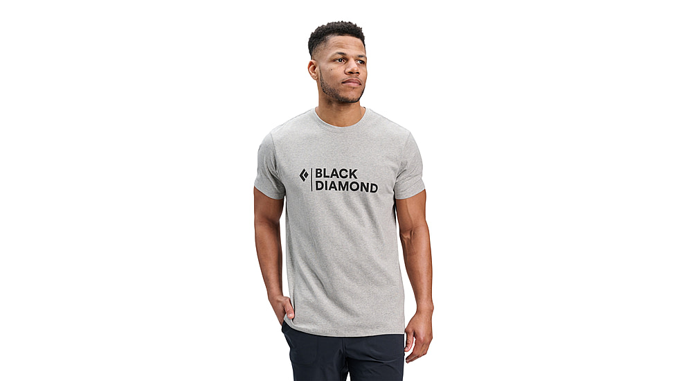 Black Diamond Mini Stacked Short Sleeve Tee - Mens, Nickel Heather, Medium, AP7524891014MED1