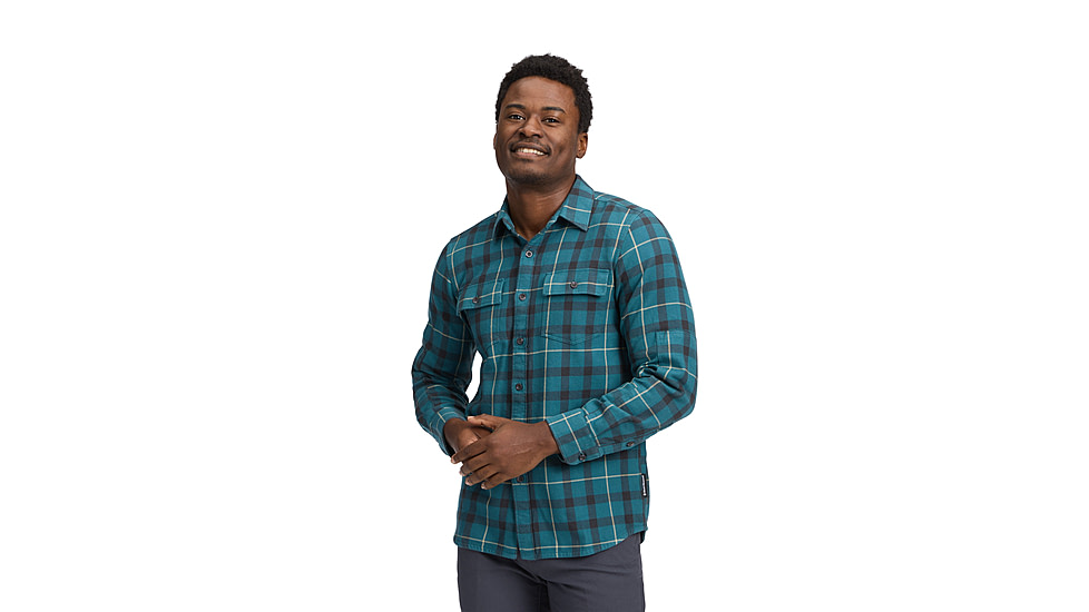 Black Diamond Project Twill Long Sleeve Shirt - Mens, Creek Blue/Charcoal, Small, AP7530919660SML1