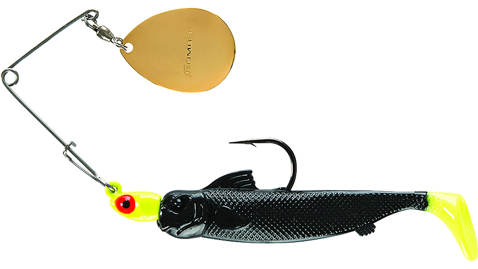 Bomber Drumbeater Spinnerbait, 1/4oz, Chart/Black Chart Tail, BSWDB216