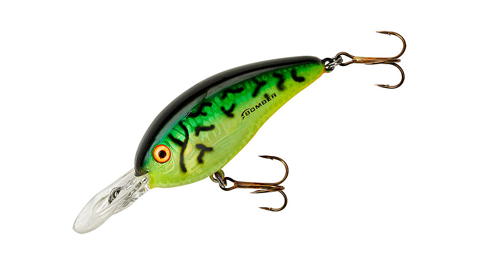 Bomber Fat Free Guppy Crankbait, 2 3/8in, 3/8oz, Dances Fire Tiger, BD5MDFT
