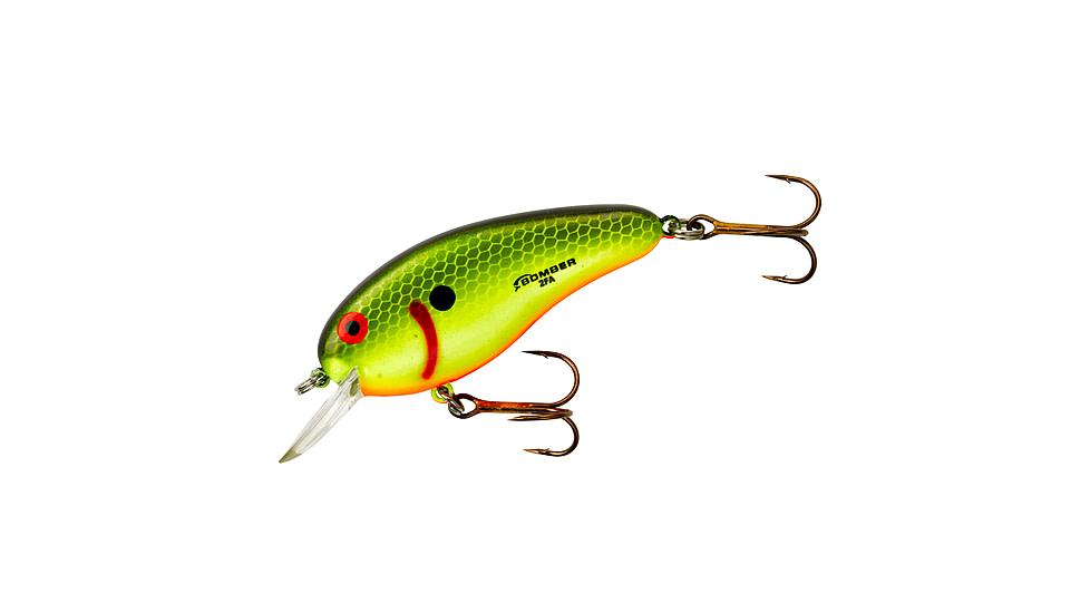 Bomber Flat A Crankbait, 2-1/2in, 3/8oz, Black/Chartreuse, B02FAFYBS