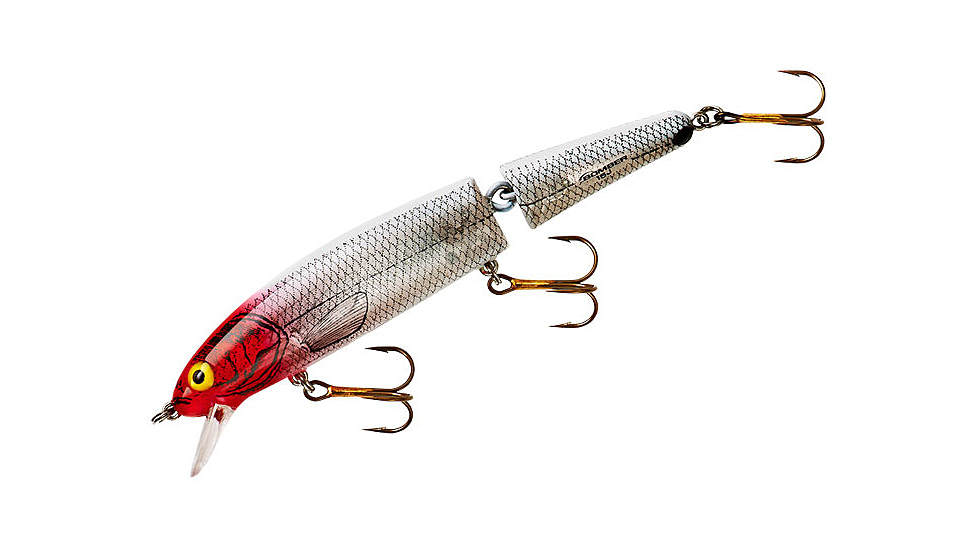 Bomber Jointed Long 15A Slender Minnow Lure, 4 1/2in, 5/8oz, Silver Flash/Red Head, B15JXSI04