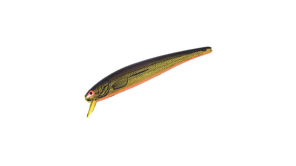 Bomber Long 15A Slender Minnow Jerkbait, 4-1/2in, 1/2oz, Gold Chr/Orange Belly, B15AXMKO