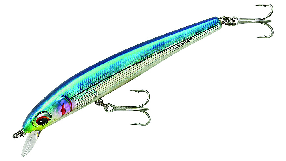 Bomber Long Shot Slender Minnow, 5in, Floating, 3/4oz, Baby Blue Fish, BSWLS5BBF