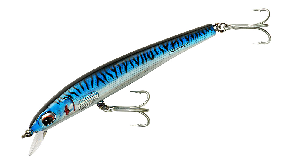 Bomber Long Shot Slender Minnow, 7in, 1-3/4oz, Blue Mackerel, BSWLS7436