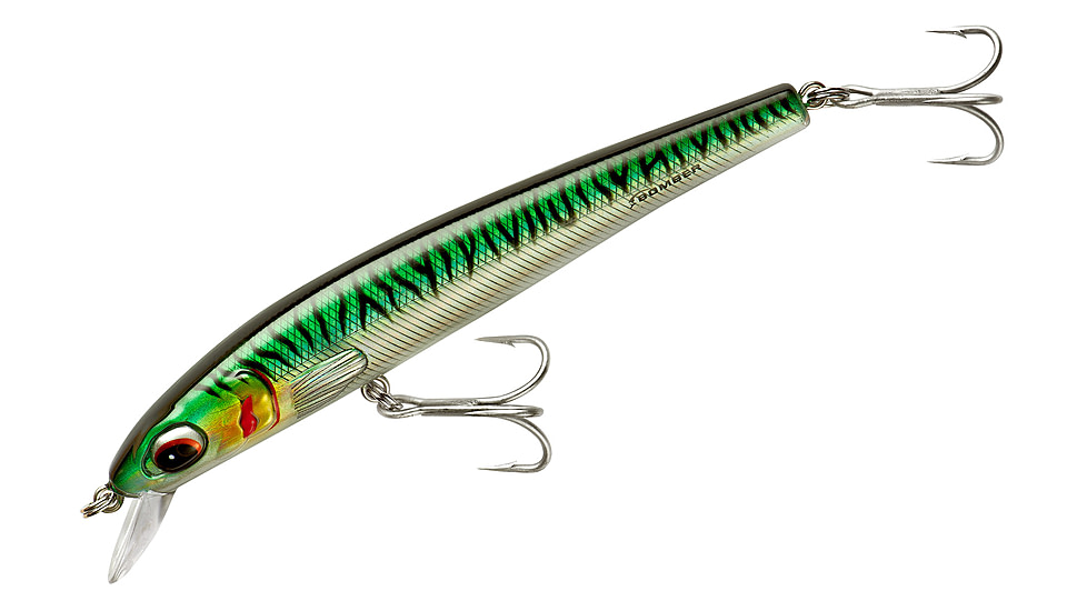 Bomber Long Shot Slender Minnow, 7in, 1-3/4oz, Green Mackerel, BSWLS7444