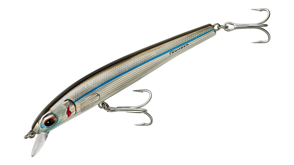 Bomber Long Shot Slender Minnow, 7in, 1-3/4oz, Silver Mullet, BSWLS7432