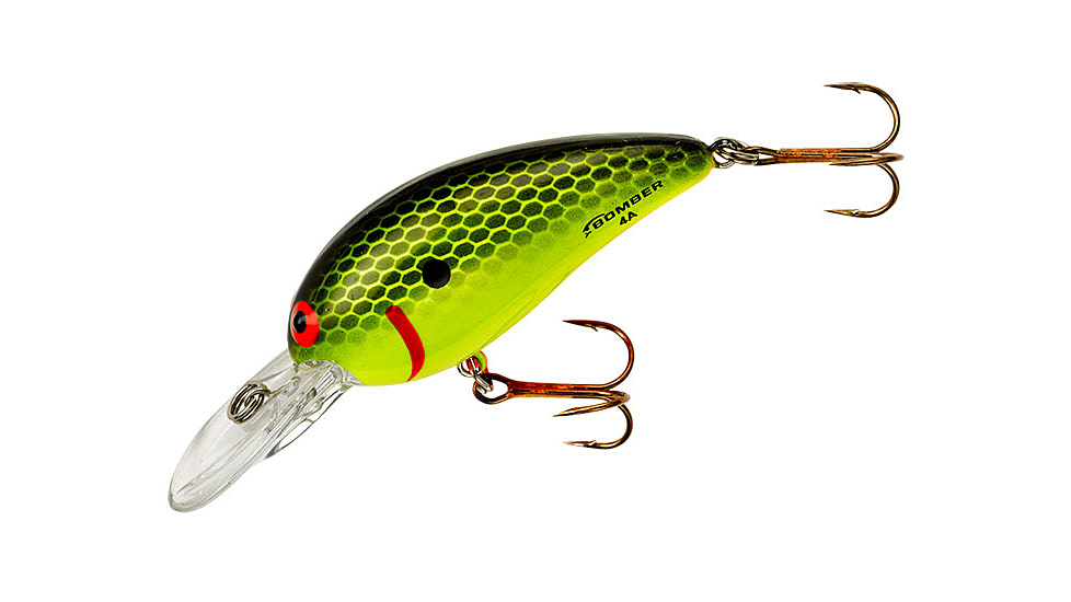 Bomber Model 4A Crankbait, 2 5/8in, 5/16oz, Black Chartreuse, B04AFYBS