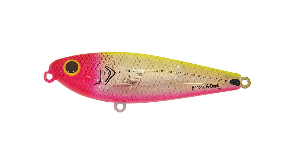Bomber Saltwater SW Badonk Hi P Topwater Lure, 3,5in, 1/2oz, Silver Flash/Pk/Chartreuse, BSWDTH3348