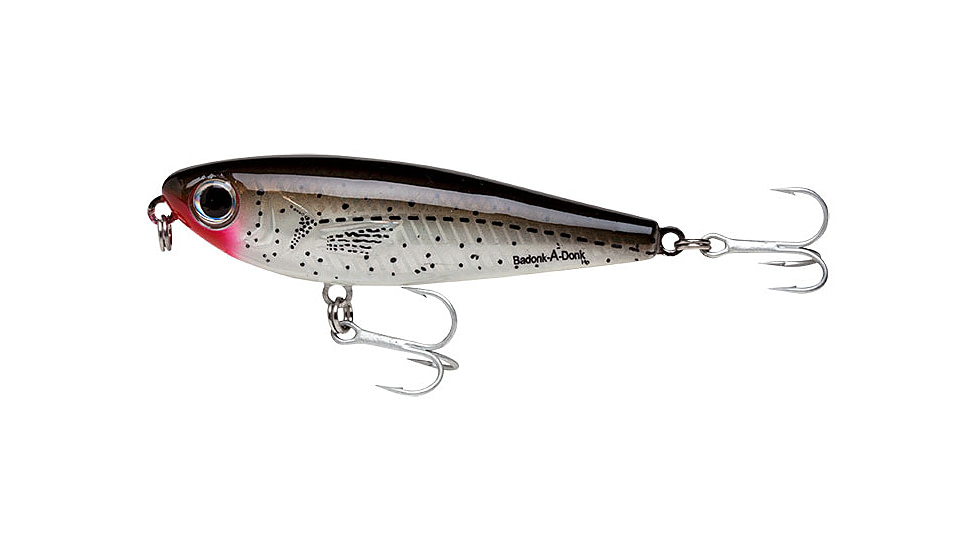 Bomber Saltwater SW Badonk Hi P Topwater Lure. 3.5in, 1/2oz, Spckld Trout, BSWDTH4342