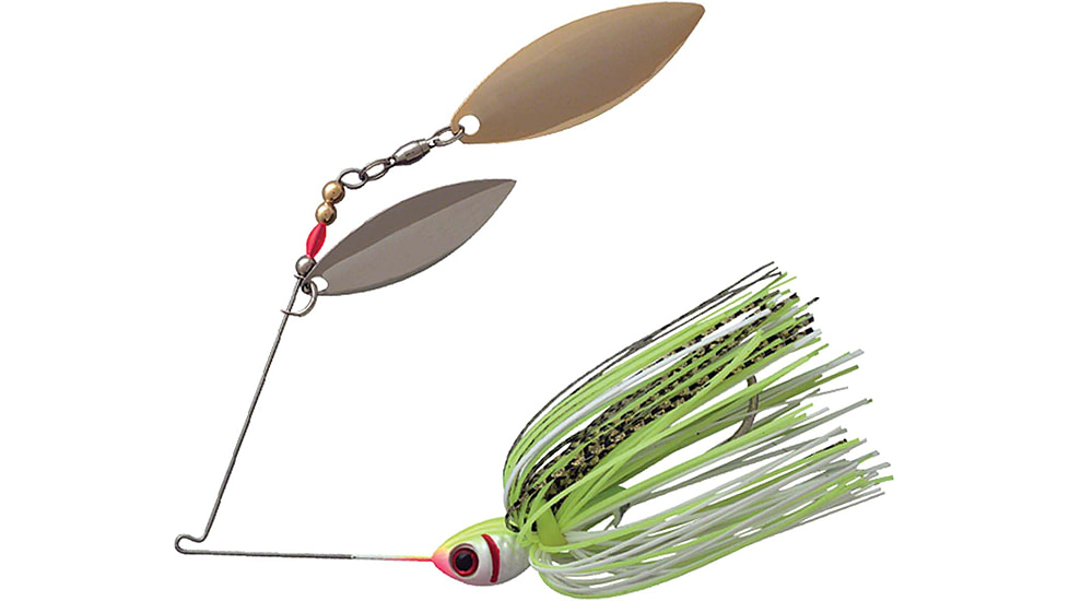 Booyah Counter Strike Double Willow Spinnerbait, 3/8oz, Chart Pearl/Gold, BYCSW38660