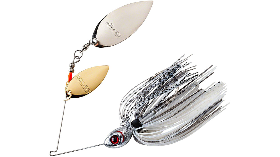Booyah Counter Strike Double Willow Spinnerbait, 3/8oz, Chrome/Bya Shad, BYCSW38662