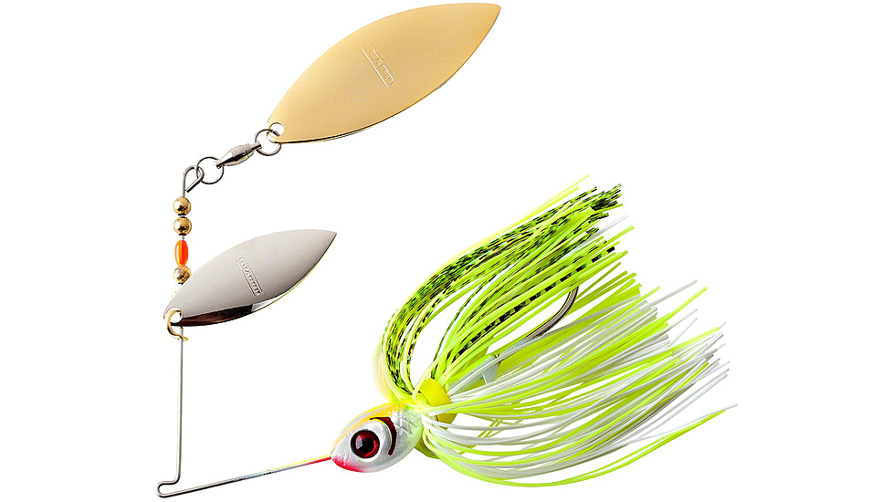 Booyah Double Willow Spinnerbait, 3/8oz, Chart White Shad, BYBW38646